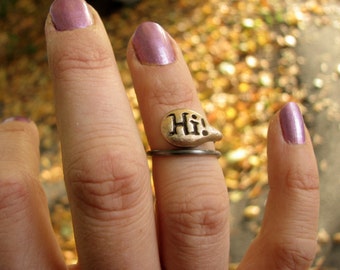 Hi speech bubble midi ring