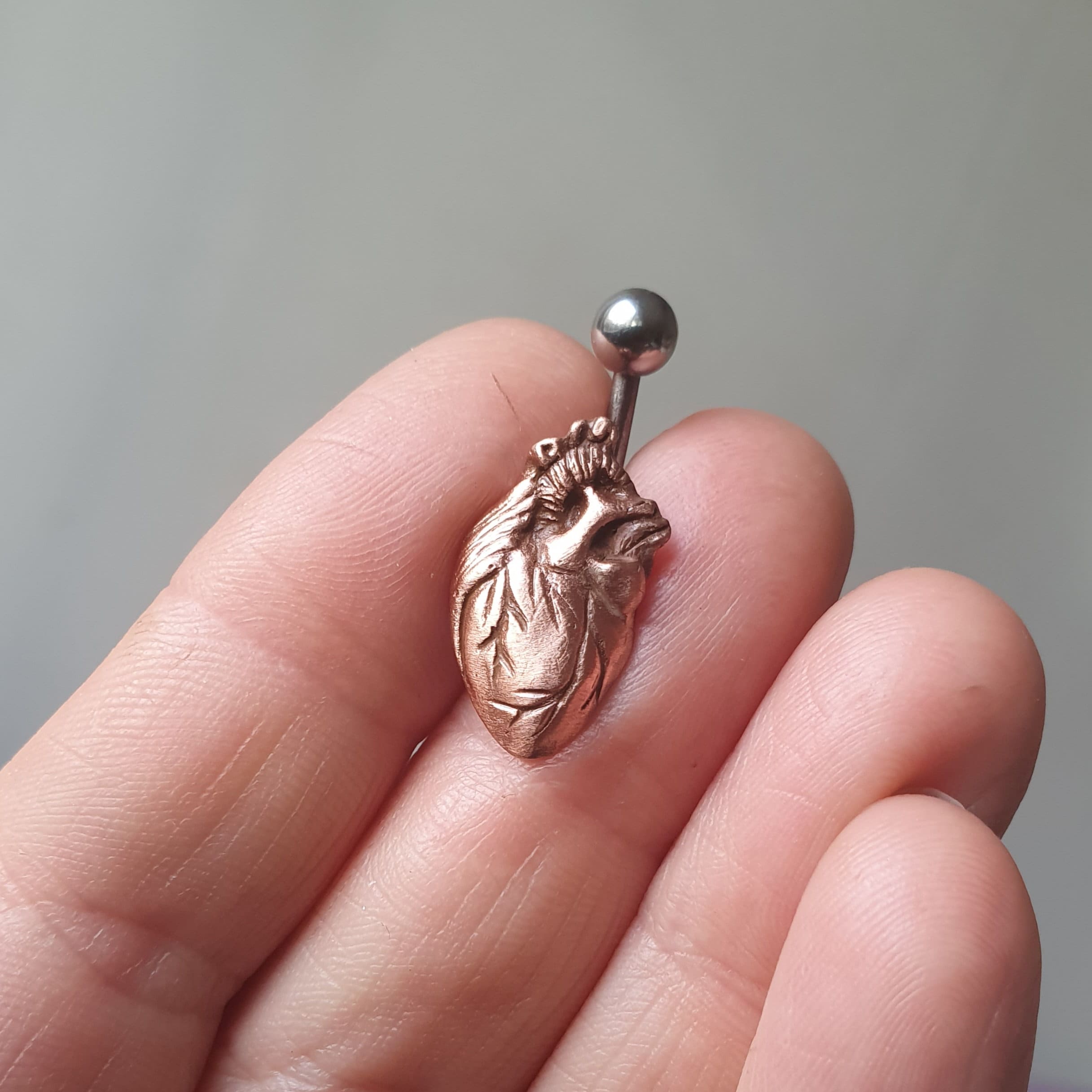 Anatomical Heart Belly Ring Piercing Titanium or Surgical Steel Bar Etsy