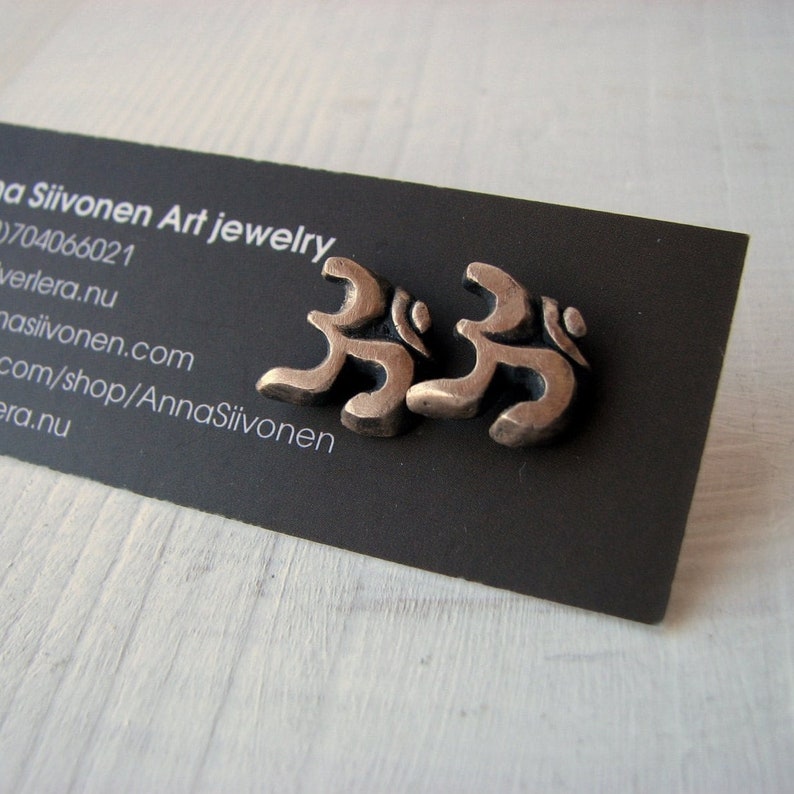 ohm om ahm yoga earrings bronze & surgical steel image 5