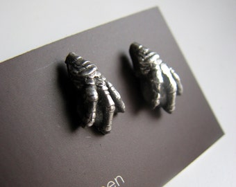 Titanium studs silver bird claw earrings