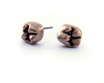 Gold tooth earrings, bronze and titanium earrings