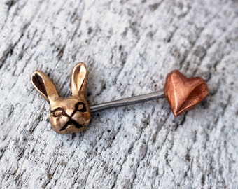 Nipple piercing jewelry, bunny rabbit love
