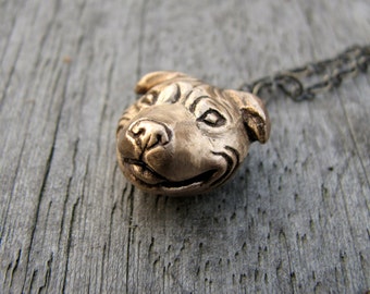 Staffordshire bull terrier head pendant