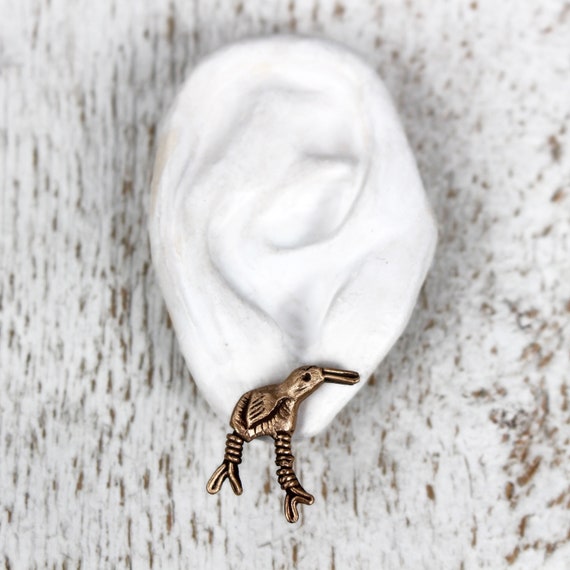 Kiwi Bird Earrings Studs Bronze and Titanium Earrings Etsy