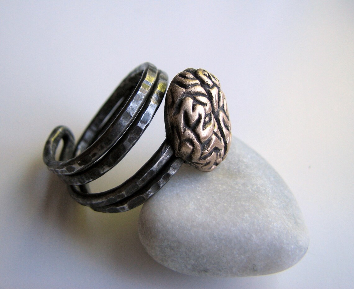 Brain Ring Unique Mens Brain Ring, Adjustable, Stainless Steel - Etsy