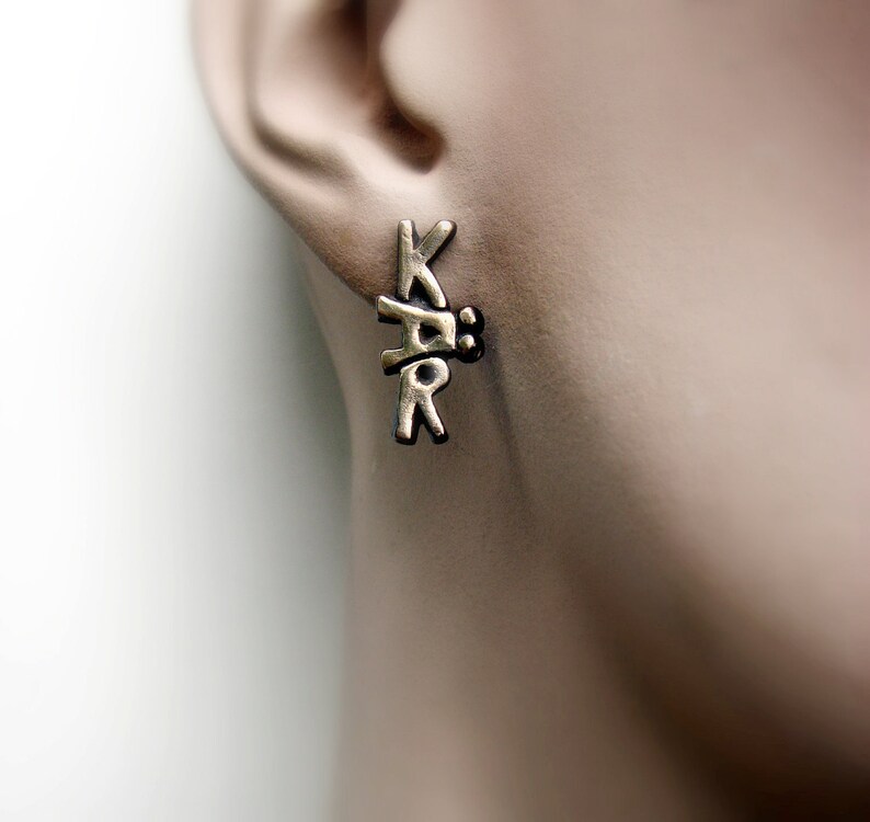 Swedish jewelry bronze and titanium earrings love kärlek image 3