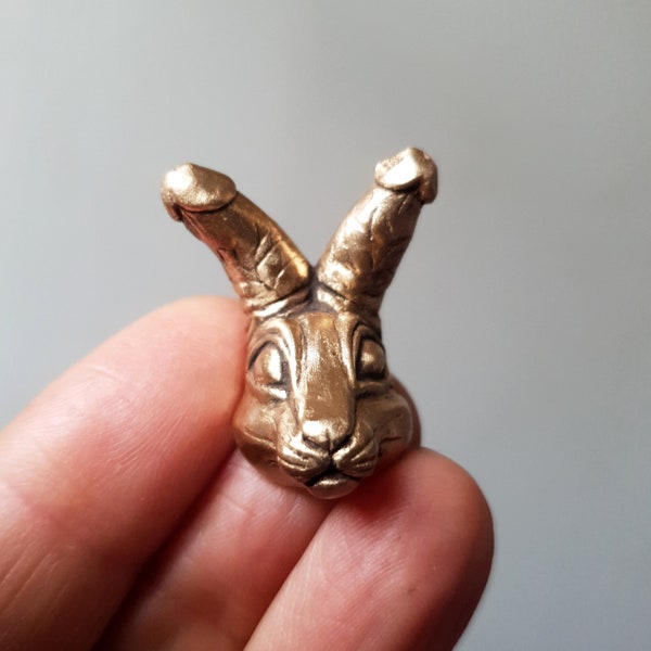 Mature funny bunny necklace, horny rabbit phallus art