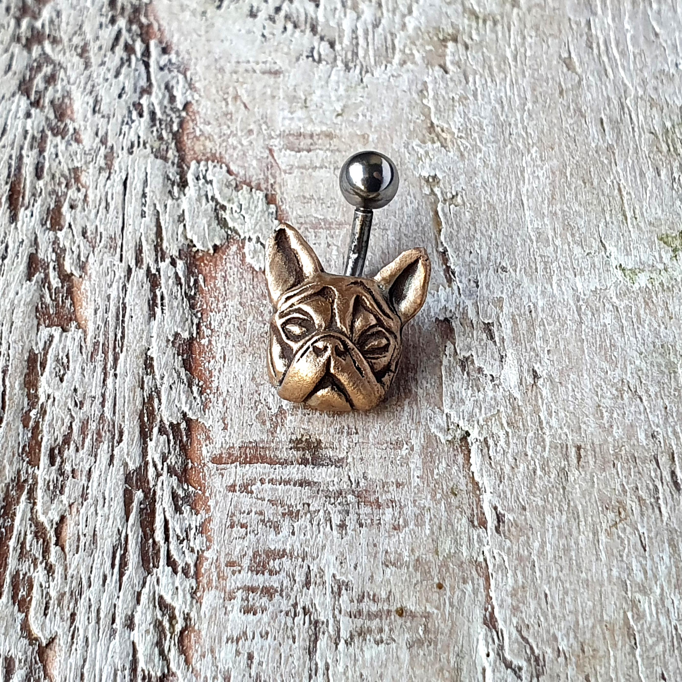 French Bulldog Belly Button Jewelry, Titanium or Surgical Steel Bar - Etsy