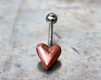 Love heart belly ring piercing, titanium or surgical steel