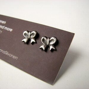 Silver bow earrings titanium or niobium posts image 5