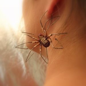 Large spider earring titanium dangle image 1
