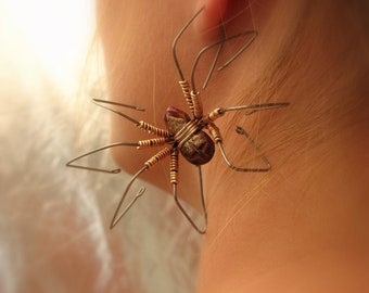 Large spider earring titanium dangle