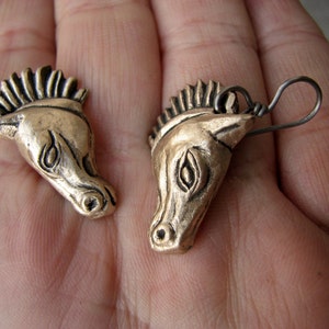 Horse earrings titanium & sculptured bronze image 4