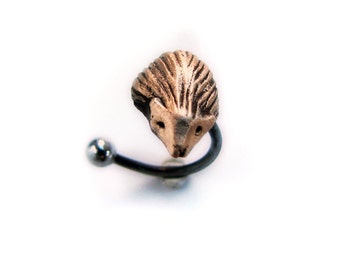 Hedgehog rook tragus helix cartilage piercing ear ring earring