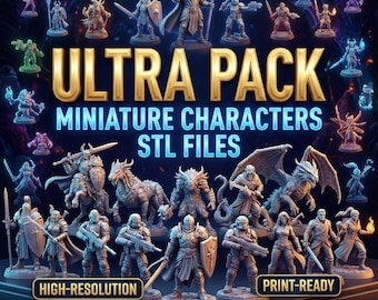 Fantasy Miniatures STL Mega Bundle | All-in-one Characters INSTANT PRINTABLE