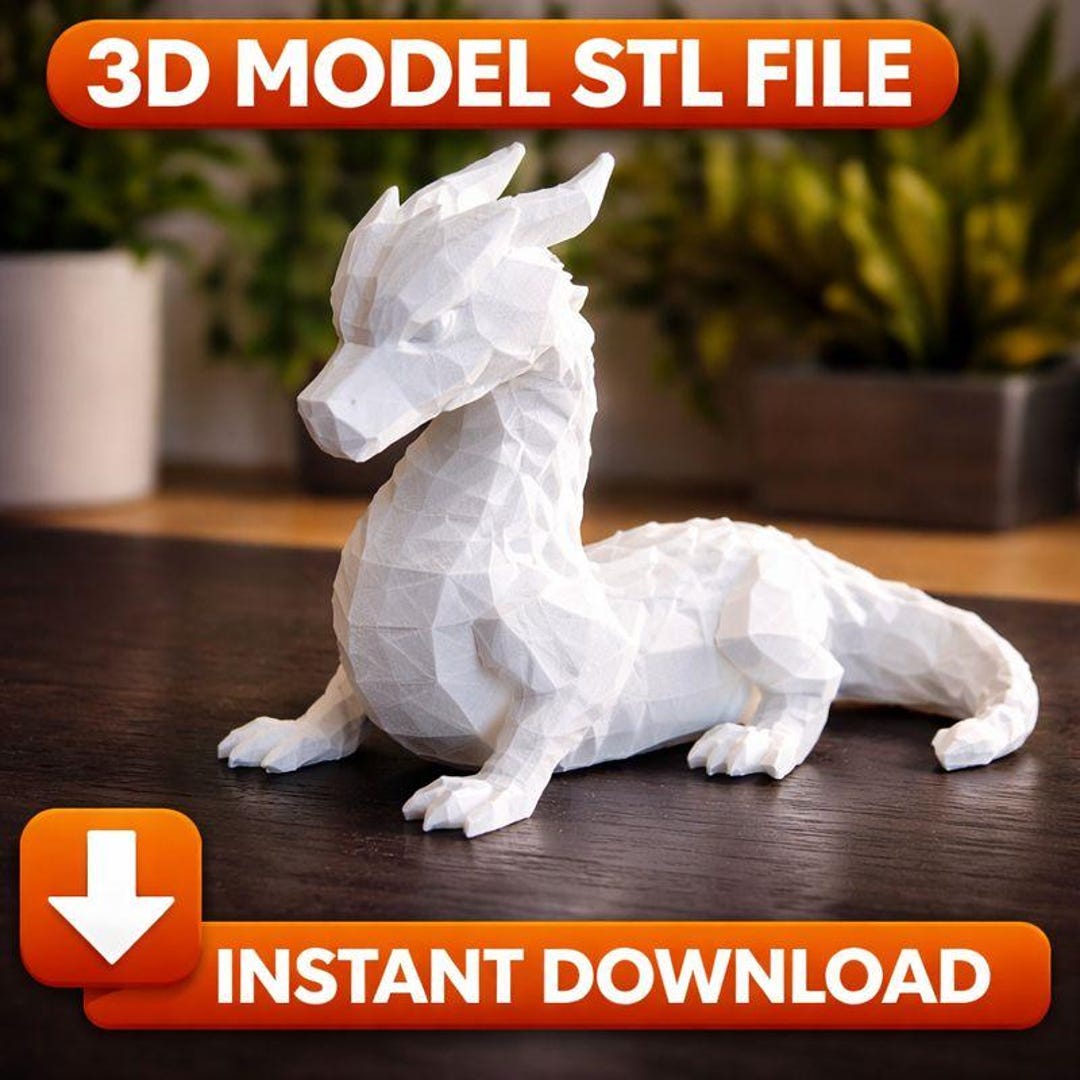 Low Poly Dragon STL File | Geometric 3D Print Model | Minimalist ...