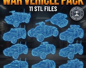 Paquete STL de vehículos de guerra / 11 miniaturas de tanques y vehículos blindados de ciencia ficción (descarga digital)