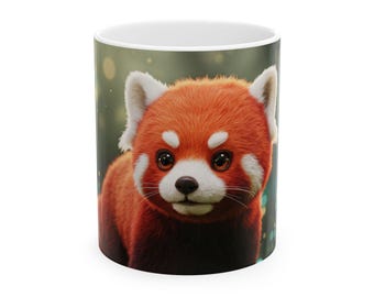 Whimsical Red Panda Ceramic Mug - Cute Animal Coffee Cup, Gifts for Nature Lovers, Tea Lovers, Birthday, Home Decor