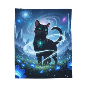 Himmlische Katze Samt Plüschdecke, Kuscheliger Überwurf für Katzenliebhaber, Magisches Wohndekor, Einzigartige Geschenkidee