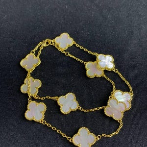 Van Cleef & Arpels Gold Mother Of Pearl Alhambra Necklace