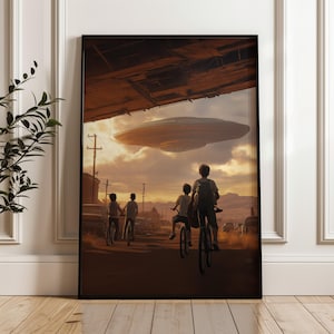 UFO Poster (US) – Sci-Fi Art Print – Close Encounter – Wall Art – Flying Saucer Sighting – High Quality