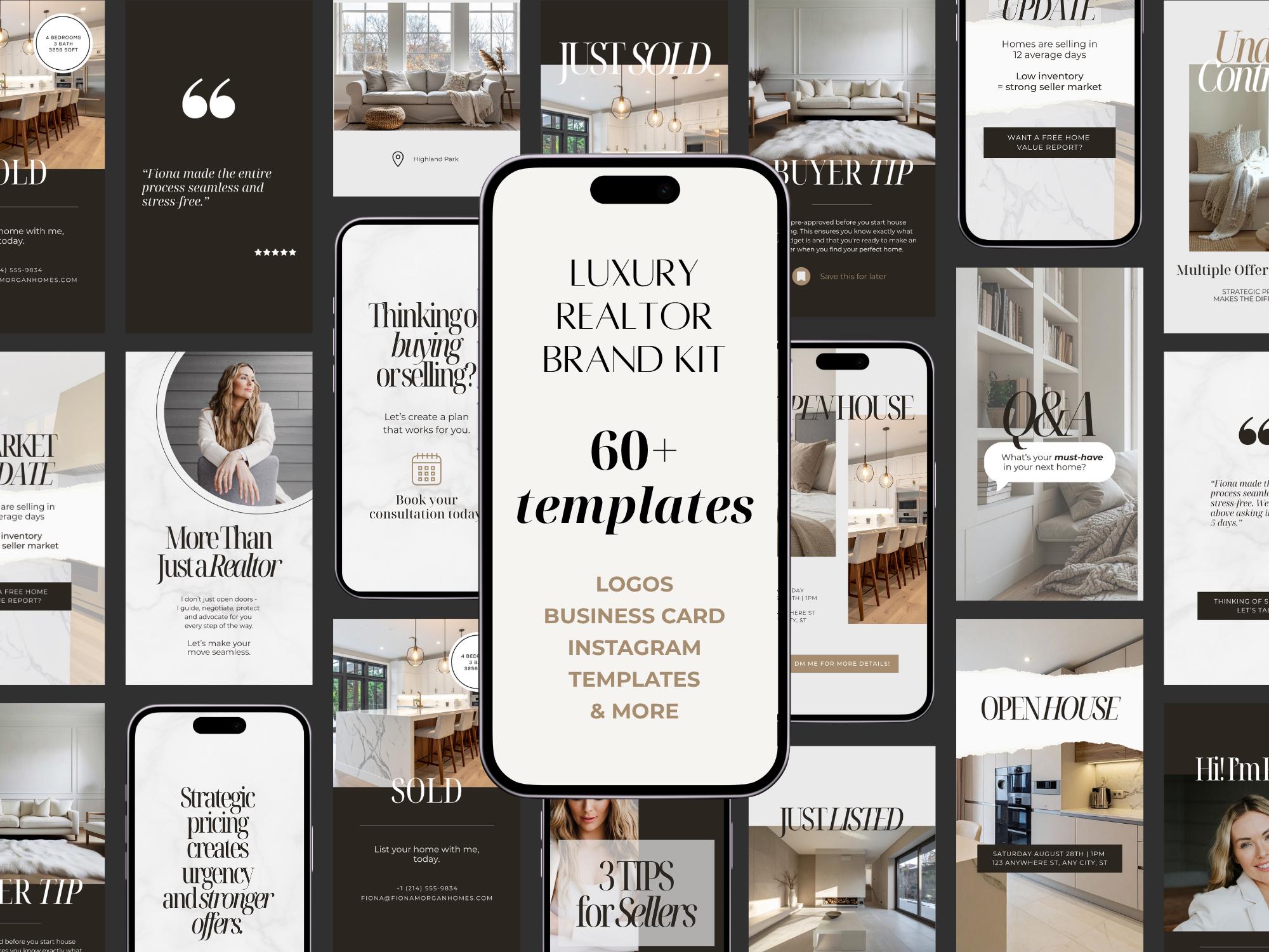 Luxury Real Estate Branding Kit Canva Template, Realtor Brand Kit, Logo ...