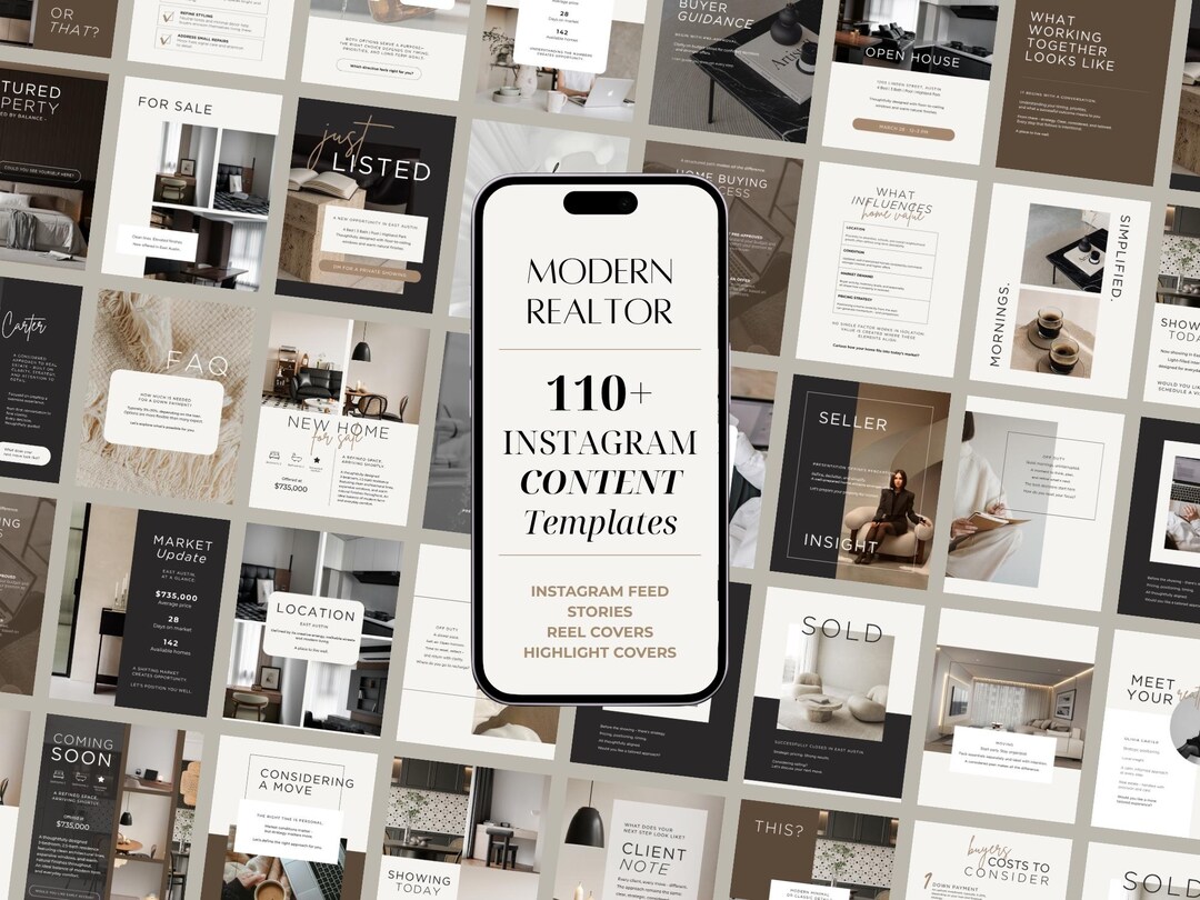 Luxury Realtor Instagram Templates Canva | Real Estate Social Media Kit ...