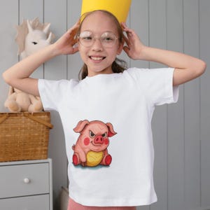 Clipart de Cerdo Enfadado con Remolino: Lindo Cerdo de Dibujos Animados PNG con Estilo de Recorte de Papel para Pegatinas y Emociones
