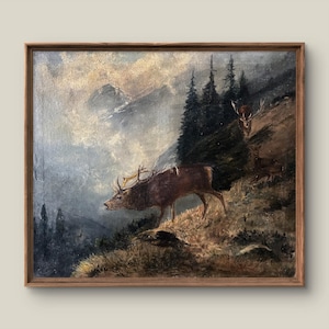 Vintage Tierportrait Digital Art Print | Sommer-Wand-Dekor | Antikes ästhetisches druckbares Gemälde | Wald | Sofortiger Download Art