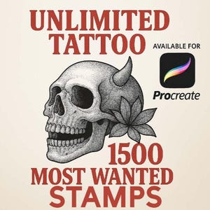 Más de 1500 sellos para tatuajes de Procreate, pinceles ornamentales para tatuajes, pinceles decorativos para tatuajes de Procreate, pinceles para tatuajes de Procreate y paquete de pinceles para Procreate.