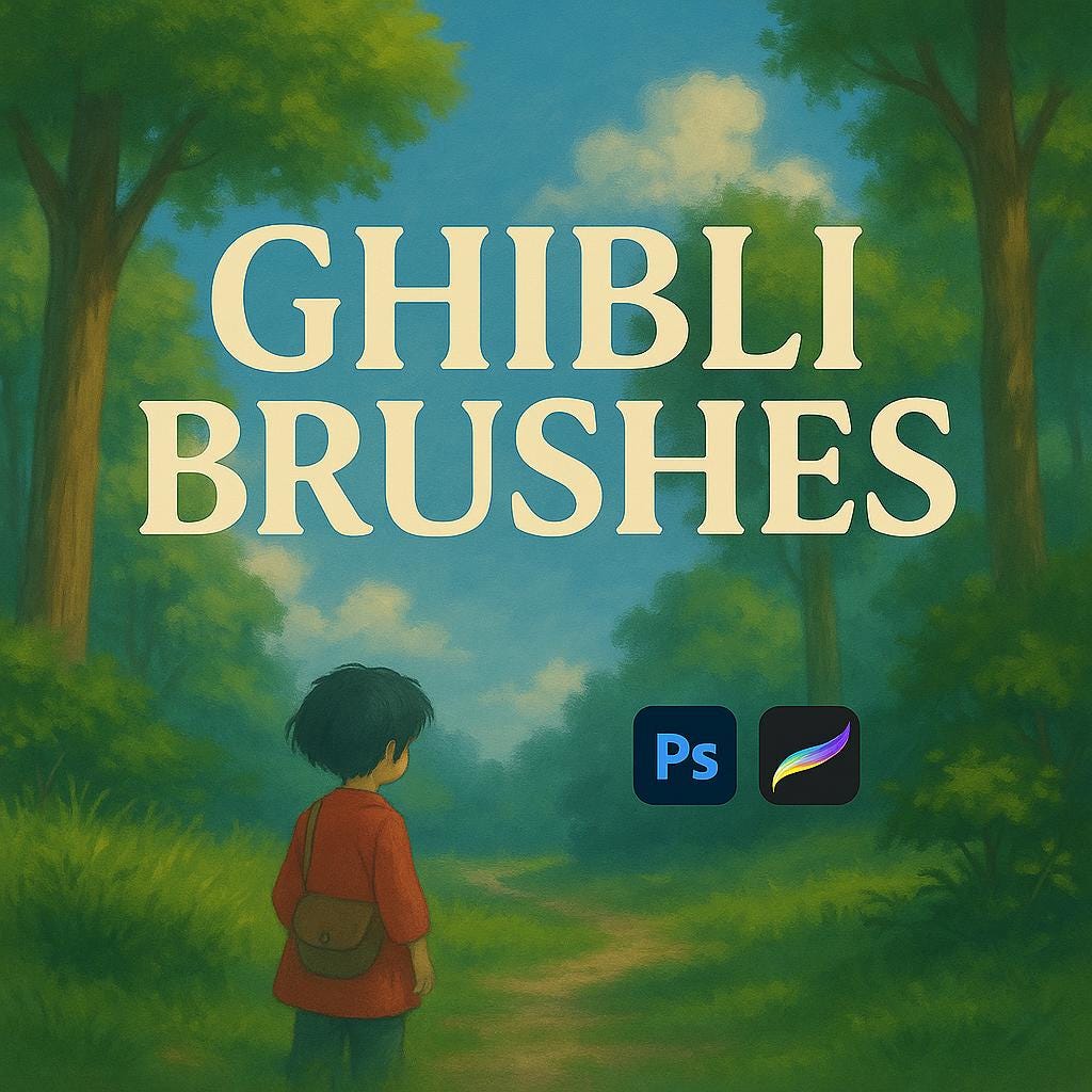 Ghibli Style Brushes for Procreate | Foliage, Cloud, Water, Flowers ...