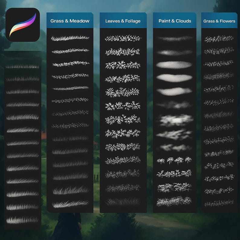 Ghibli Style Brushes for Procreate, Ghibli Nature Anime Brush Set ...
