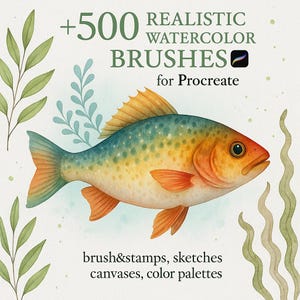 Realistische aquarel. Maak borstels voort. Procreate aquarelbundel. Maak aquareltextuurborstels voort. Aquarelstempels voortplanten