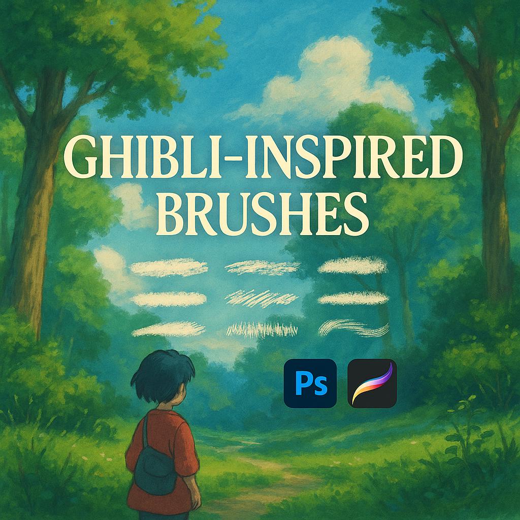 Ghibli Style Brushes for Procreate | Foliage, Cloud, Water, Flowers ...