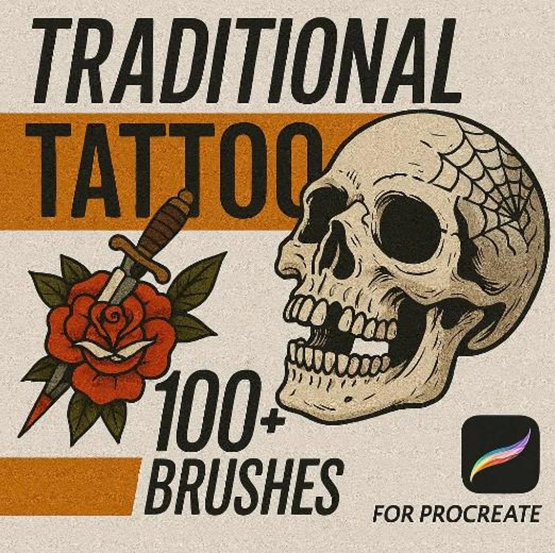 100+ Old School and Traditional Tattoo Brushes for Procreate, Stippling ...
