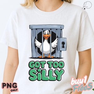 バカすぎるガチョウのPNG画像、面白い漫画のガチョウのTシャツデザイン、バカな動物の昇華ファイル、遊び心のあるユーモアのあるクリップアート、かわいい刑務所の鳥の印刷物