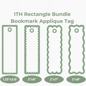 Rectangle Bookmark Bundle Embroidery Design: ITH Applique Machine Files | Fabric Bookmark Template| Instant Download