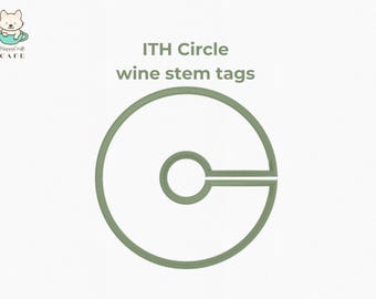 ITH Kreis Wein Stem Anhänger Stickmuster: Weinglas Charms Maschinendateien | Sofort Download
