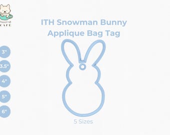 Aplikacja do haftu koszyka z króliczkiem bałwankiem ITH: pliki maszynowe z 5 rozmiarami króliczka wielkanocnego | Natychmiastowe pobranie