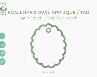 Aplique oval recortado para bordado: conjunto com 4 tamanhos, arquivos para máquina de bordado com ponto cetim/ponto evasê/ponto meia | Download instantâneo