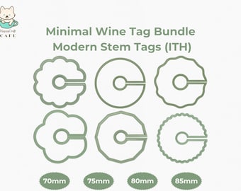 ITH Wein Stem Tag Applikation Stickdatei Bundle: Party Favors Maschinendateien | Sofortdownload