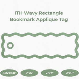 Wavy Rectangle Bookmark Embroidery Design: ITH Applique Machine Files | Fabric Bookmark Template| Instant Download