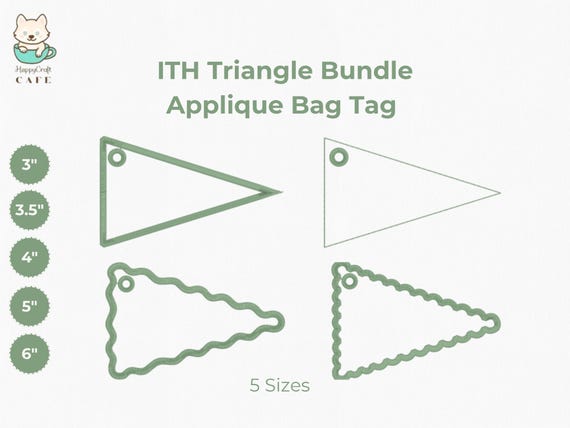 ITH Triangle Bag Tag Applique Embroidery Design: Blank Flag Pennant Machine Files | Instant Download