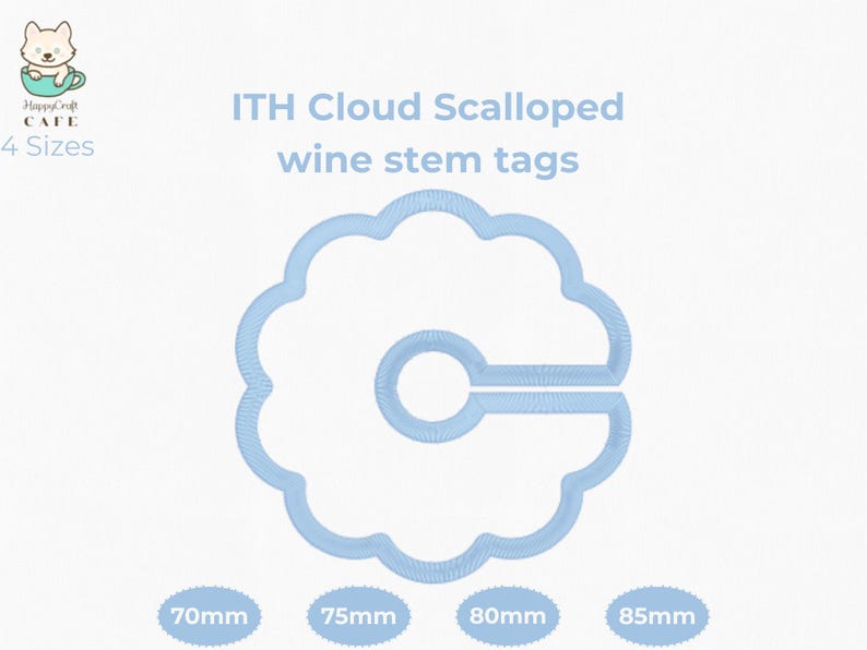 ITH Wolke ausgebogter Wein Stem Tags Stickerei: Party Drink Marker Maschinendateien | Sofort Download Bild 1