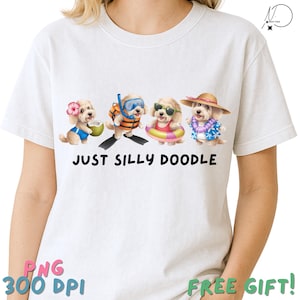 Just a Silly Goldendoodle PNG | Cute Summer Dog Clipart for Sublimation | Hawaiian Beach Vacation T-Shirt Digital Download