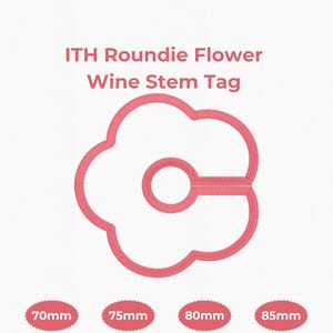 Bordado de etiquetas redondas con forma de tallo de vino con diseño floral ITH: Archivos para máquina de marcar bebidas para fiestas / Descarga instantánea