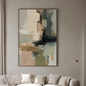 Blush Pink Gold Minimalist Wall Art: Neutral Wabi-Sabi Japandi Abstract Framed Canvas Print