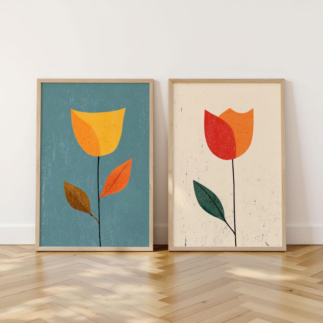 Mid Century Modern Floral Prints: Abstract Botanical Wall Art - Etsy