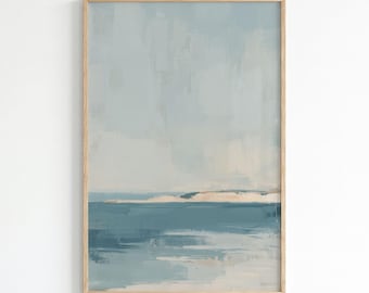 Abstract Seascape Framed Paper Print, Muted Blue Coastal Wall Art