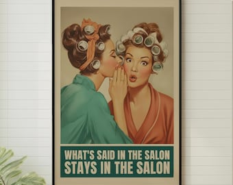 Retro Beauty Salon Wall Art Print: Funny Vintage Hairdresser Decor